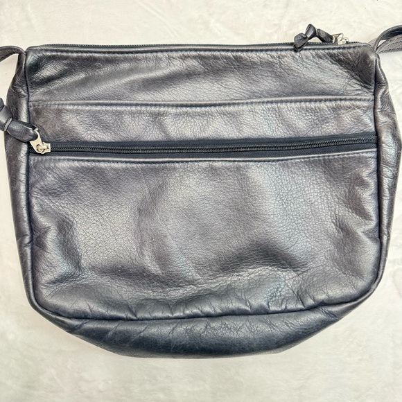 Vintage Patchwork Genuine Leather Shoulder Bag Purse Tooled Floral Croco - Picture 10 of 12